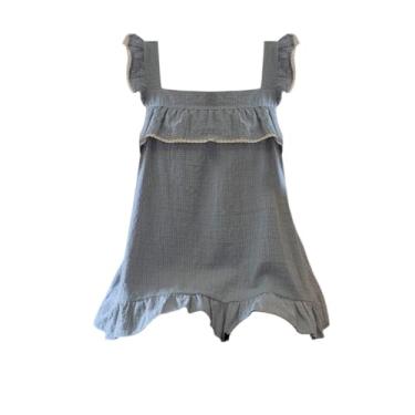 Imagem de Zcargel Pijama feminino, M/G/GG, conjunto de pijama curto, camiseta e shorts, algodão, macio, respirável, manga de verão, Azul, M