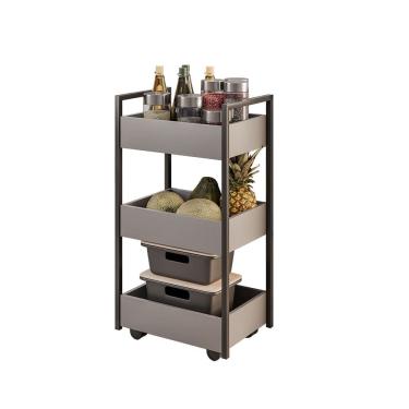 Imagem de Carrinho Gourmet Auxiliar para Cozinha 3 Prateleiras Zane Grafite/Preto M12 - D`Rossi