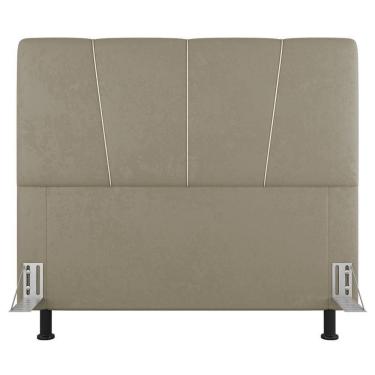 Imagem de Cabeceira Cama Box Casal Queen Size Amber 160cm Estofada Linho Bege - Abmaza