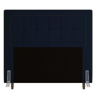 Imagem de Cabeceira Box KingSize 195cm Com Tachas E Frame Azul Marinho