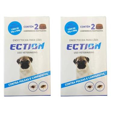 Imagem de Ection Anti Pulgas E Carrapatos 5kg a 10kg - Caixa Com 4 Comprimidos mastigáveis sabor carne