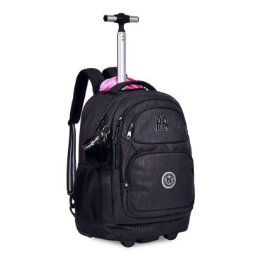 Imagem de Mochila Carrinho Rebecca Bonbon Rodinhas Preta Menina Escola