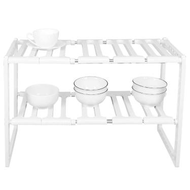 Imagem de Organizador Rack De Cozinha Pia Panela Extensivel Ajustavel 2 Prateleiras Multiuso Mesa Objeto