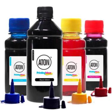 Imagem de Kit 4 Tintas Bulk Ink L365 Black 500ml Coloridas 100ml Corante Aton