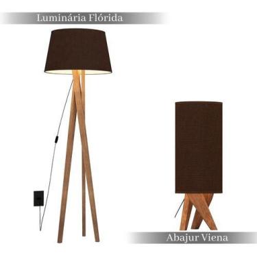 Imagem de Kit Luminária Tripe Abajur Quarto Sala Madeira Decorativa - JAC DECOR,