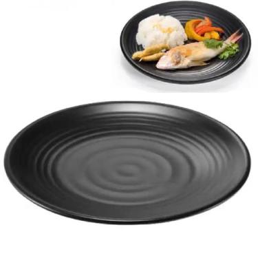 Imagem de Prato Oriental Preto 22cm em Melamina Restaurante Japones - Riodeouro