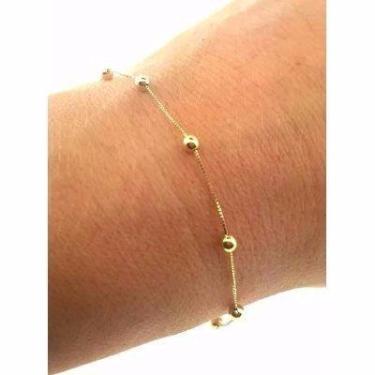 Imagem de Pulseira Bolinha 4mm De Ouro 18k 750 Feminina Adulto 18cm - RD Magazin