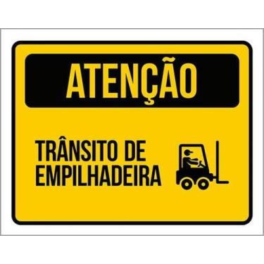 Imagem de Kit 3 Placas Sinalização - Atenção Trânsito De Empilhadeira - Sinalizo