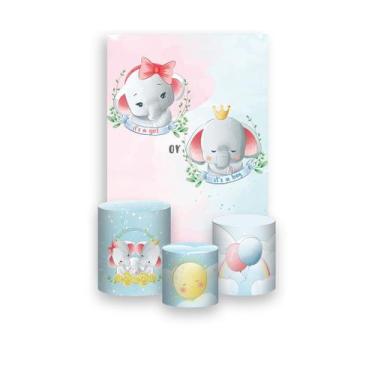 Imagem de Painel De Festa Vertical 1,50 x 2,20 + Trio De Capas Cilindro - Chá Re