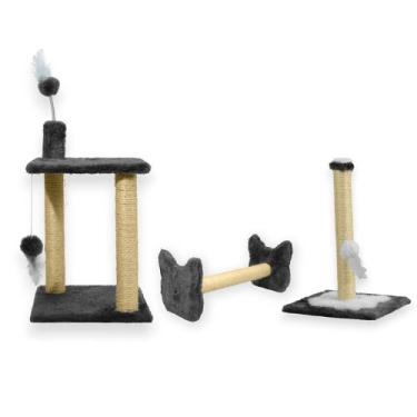 Imagem de Arranhador Para Gatos 2 Plataformas Rede E Brinquedos Poste P Torre Si