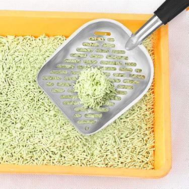 Imagem de Liga de Alumínio Pet Gato Maca Colher Peneira pá Oca para Cão Filhote de Cachorro Lixo Titular (Preto)