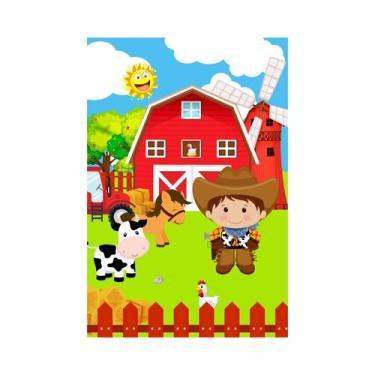 Imagem de Painel Festa Vertical em Tecido Casadinho Fazendinha Menino Cowboy Cel