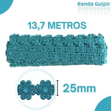 Imagem de Renda Guipír Turquesa Escuro - 25Mm Rolo Com 13,7 Metros - Chl207 - Ny