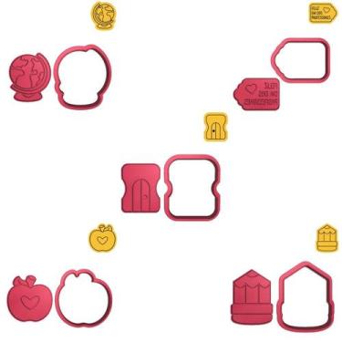Imagem de Kit 5 Cortadores Lápis Mapa Apontador Professores Maçã - DOCE IMPRESSO