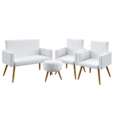Imagem de Kit Poltrona Namoradeira e 2 Poltronas Estofada Para Sala De Estar Nin