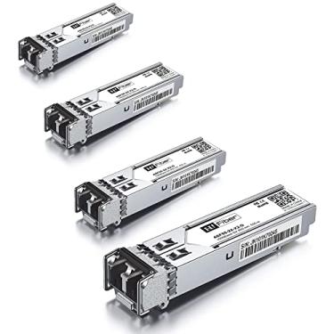 Imagem de H!Fiber.com Pacote com 4 módulos SFP LC multimodo de 1 GB, transceptor de fibra SFP 1000Base-SX, para Cisco GLC-SX-MMD, Ubiquiti UniFi UF-MM-1G, Mikrotik, Fortinet, D-Link, Netgear, Intel, (MMF, 850