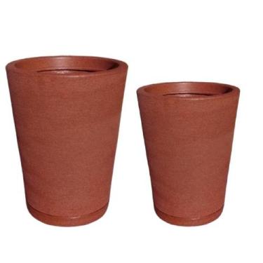 Imagem de Kit com 2 vasos coluna grafiato decorativo de luxo para plantas com pr
