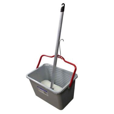 Imagem de Balde Caçamba Plástico 10 litros com Rodo Para-Brisa 30 cm Alumínio - 