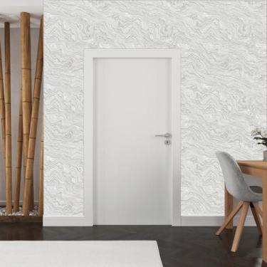 Imagem de Papel de Parede Mármore Rosetta Branco ou Cinza - Rolo com 10 Metros  