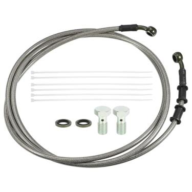 Imagem de uxcell 1 conjunto de mangueira de linha de embreagem ou freio hidráulico de motocicleta de 2,1 m de 2,1 m universal para motocicleta, quadriciclo, scooter com parafusos