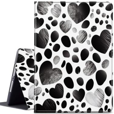 Imagem de Capa para Samsung Galaxy Tab S9 Plus/S9 FE Plus 12,4 polegadas 2023 (modelo SM-X810/X816B/X818U/X616B), capa de couro JANENFNA com vários ângulos com hibernar/despertar automático, corações pretos e