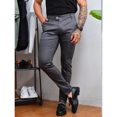 Imagem de Calça Alfaiataria Masculina Skinny Amsterdã Acetinada Cinza Chumbo - C