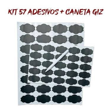 Imagem de Adesivo Lousa 32 + 25 = 57 Etiquetas Potes Tempero + Caneta