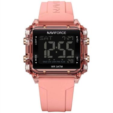 Imagem de Relógio Esportivo Feminino Quadrado Digital Pulseira De Silicone Rosa