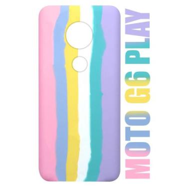 Imagem de Capa Aveludada Arco Iris Candy Compatível Moto G6 PLAY XT1922 5.7 + Pe