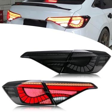 Imagem de Novo acessório compatível com Honda Civic 2022-2025 11ª geração Sedan Full LED luzes traseiras com sequencial sequencial sequencial animação traseira conjunto de lâmpadas traseiras