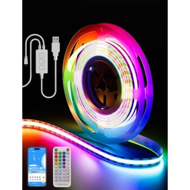 Imagem de PAUTIX Rgb Smart Ic Cob Led Strip Light Color Chasing, 5V Usb Ul-Listed Fita Flexível Multicolorida 6,56 Pés/2M com Modo de Música/Controle de Aplicativo, para Tv, Quarto, Decoração de Festa Diy