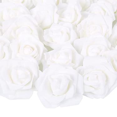 Imagem de INSUNSIX 200 Unidades de Cabeças de Rosa de Espuma Sem Haste Flores de Rosa Artificiais Brancas Rosas Falsas em Massa para Casamento Diy Rosa Parede Beijando Bolas de Chá de Noiva Peças Centrais Arran