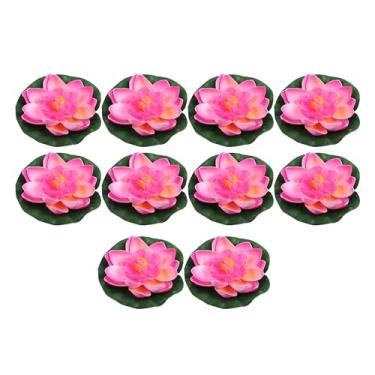 Imagem de CAPASTEC Decoração de aquário, flor de lótus flutuante artificial para lagoas de jardim, piscina aquário, 9 cm (rosa, 10 peças)