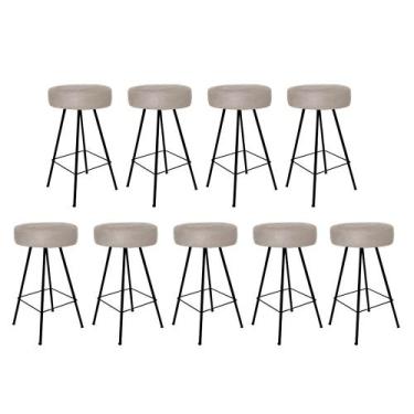Imagem de Kit 09 Banqueta Alta Laisa Industrial Redonda Cozinha Bar Balcão Bistr