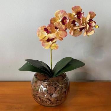 Imagem de Arranjo Toque Real De Orquídea Rosa Tigre Vaso Transparente - Decore F