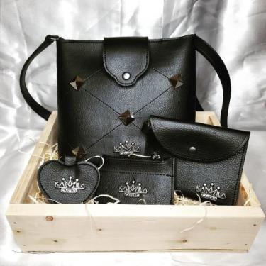 Imagem de Kit bolsa feminina média alça transversal , porta moedas,  porta cartõ