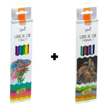 Imagem de Lápis de Cor BRW Pastel, Metalizado, Neon Opções c/ 06, 12 ou 18 Cores