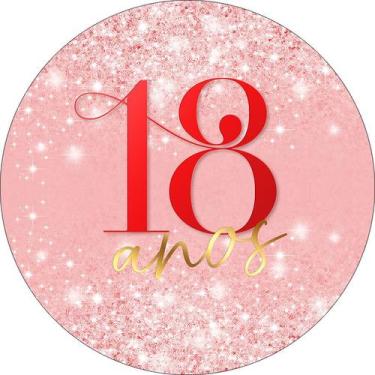 Imagem de Painel De Festa Redondo 1,50x1,50 - 18 Anos Efeito Glitter Vermelho 32