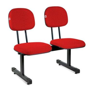 Imagem de Longarina Secretária 2 Lugares Tecido Vermelho - Shop Cadeiras