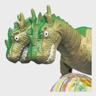 Imagem de Dragão Dinossauro Com 2 cabeças E Globo Luminoso Som Luz E Movimento e