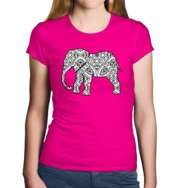 Imagem de Baby Look Algodão Elefante Mandala - Foca na Moda, Rosa, GGG
