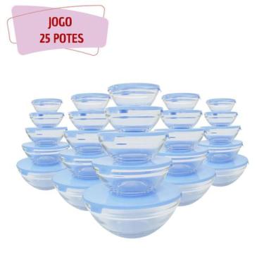 Imagem de kit 25 Porta Mantimentos De Vidro Tigelas Potes Com Tampa - PRATICASA,
