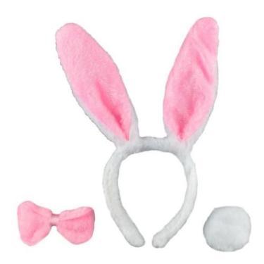 Imagem de Kit Tiara Coelho Para Fantasia Cosplay branco/rosa - ga