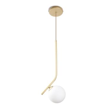 Imagem de Luminária Pendente Angular Bola De Vidro Dourado Fosco Spotline
