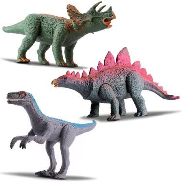 Imagem de 3 Unids Dinossauro De Brinquedo Realista Articulado em Vinil - Silmar
