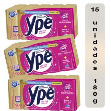 Imagem de Sabão Barras Pedra Ype Neutro Glicerinado 3 Pacotes 5X180g - Ypê