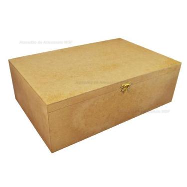 Imagem de Caixa com Dobradiça e Fecho Liso 45x30x15 Mdf Madeira - ATACADÃO DO AR