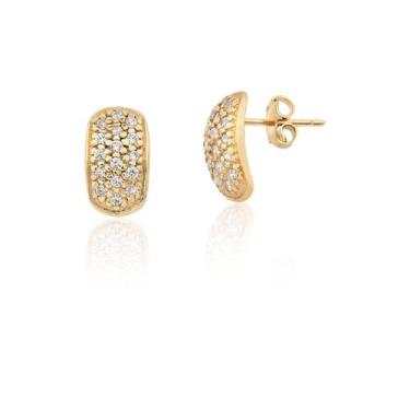 Imagem de Par De Brincos De Zirconias Em Ouro 18k  Ab79 - MAEHLER JOIAS, Dourado