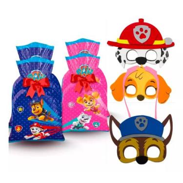Imagem de Kit Festa Patrulha Canina Decoração 16 Sacolas + 10 Mascaras - Regina