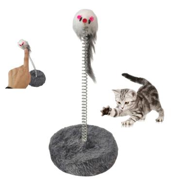 Imagem de Arranhador Gato Pet Felino Ratinho Guizo Mola Animal de Estimaçao Brinquedo Interativo Macio Entretenimento Diversao Lazer